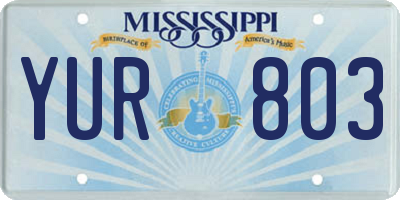 MS license plate YUR803