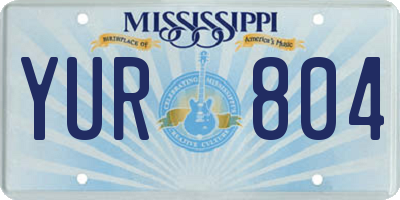 MS license plate YUR804
