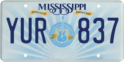MS license plate YUR837