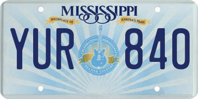MS license plate YUR840