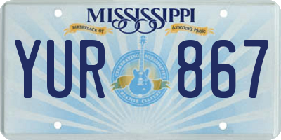 MS license plate YUR867