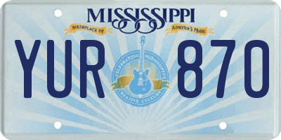 MS license plate YUR870