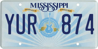 MS license plate YUR874