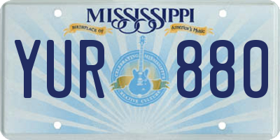 MS license plate YUR880