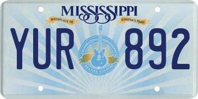 MS license plate YUR892