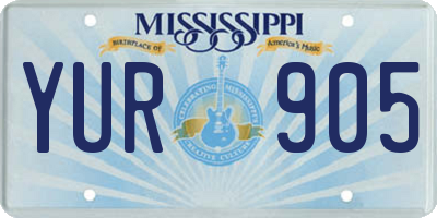 MS license plate YUR905