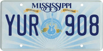 MS license plate YUR908