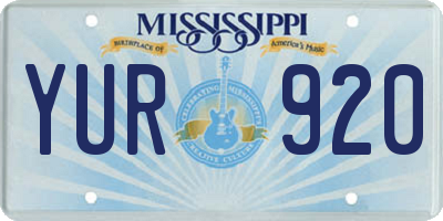 MS license plate YUR920