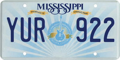 MS license plate YUR922