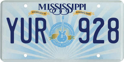 MS license plate YUR928