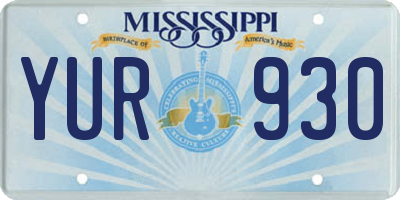 MS license plate YUR930