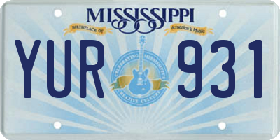 MS license plate YUR931