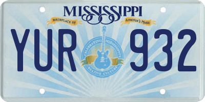 MS license plate YUR932