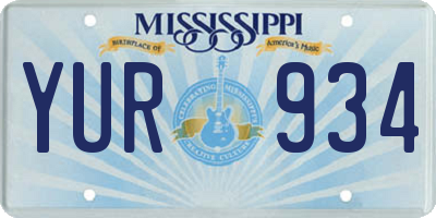 MS license plate YUR934