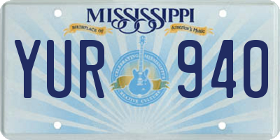 MS license plate YUR940