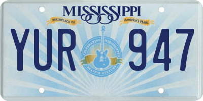 MS license plate YUR947