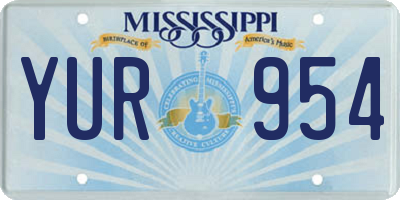 MS license plate YUR954