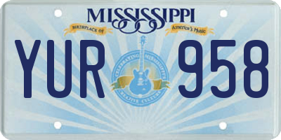 MS license plate YUR958