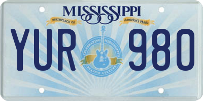 MS license plate YUR980