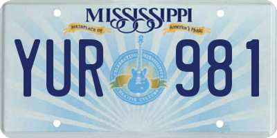 MS license plate YUR981