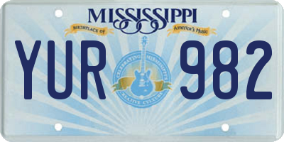 MS license plate YUR982