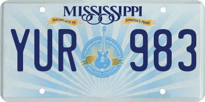 MS license plate YUR983