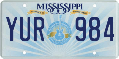 MS license plate YUR984