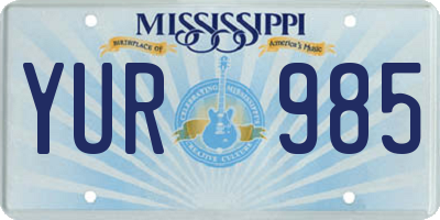MS license plate YUR985