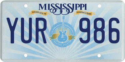 MS license plate YUR986