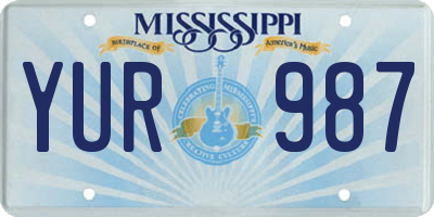 MS license plate YUR987