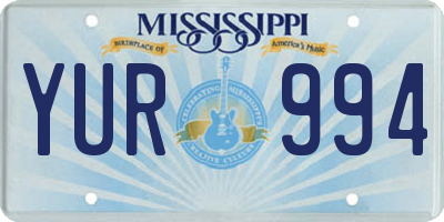 MS license plate YUR994