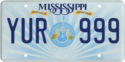 MS license plate YUR999
