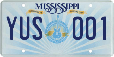 MS license plate YUS001
