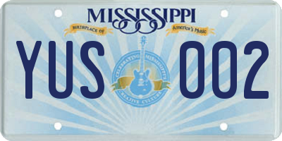 MS license plate YUS002