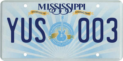 MS license plate YUS003