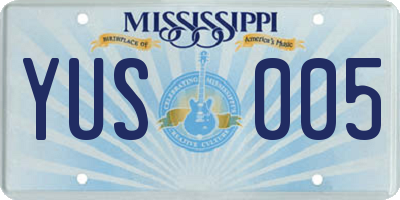 MS license plate YUS005
