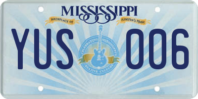 MS license plate YUS006