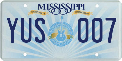 MS license plate YUS007