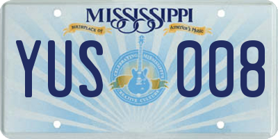 MS license plate YUS008