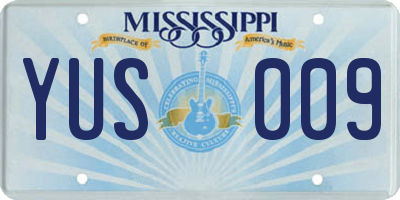 MS license plate YUS009