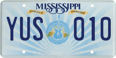 MS license plate YUS010
