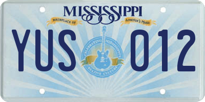 MS license plate YUS012