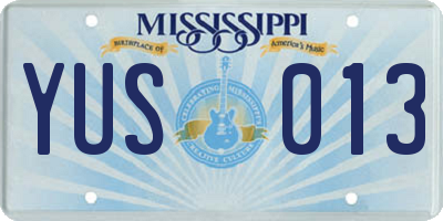 MS license plate YUS013