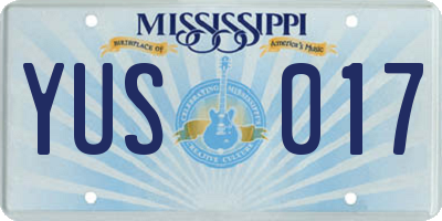MS license plate YUS017