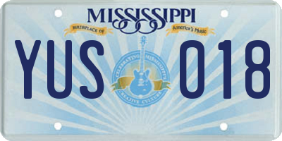 MS license plate YUS018