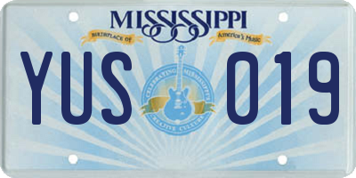 MS license plate YUS019
