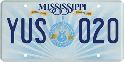 MS license plate YUS020