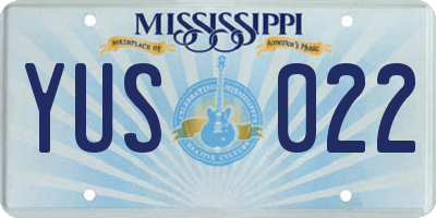 MS license plate YUS022