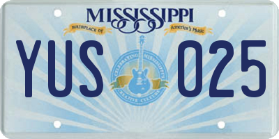 MS license plate YUS025