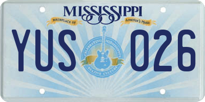 MS license plate YUS026